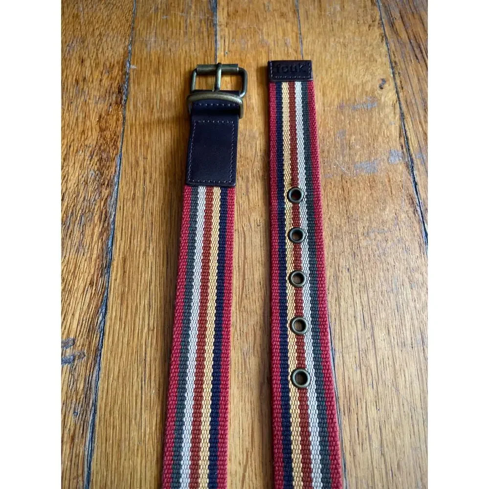 FRENCH CONNECTION UK Multicolored Stripe Belt w/Leather Trim sz 32 (US sz XS)